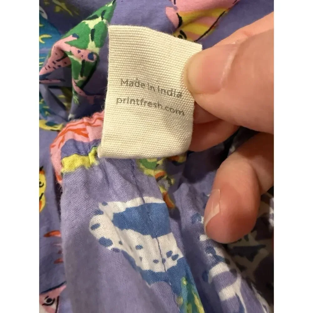 Print Fresh Oceania Pajama Pants Womens Cropped Pockets SZ XL Purple Coral Reef